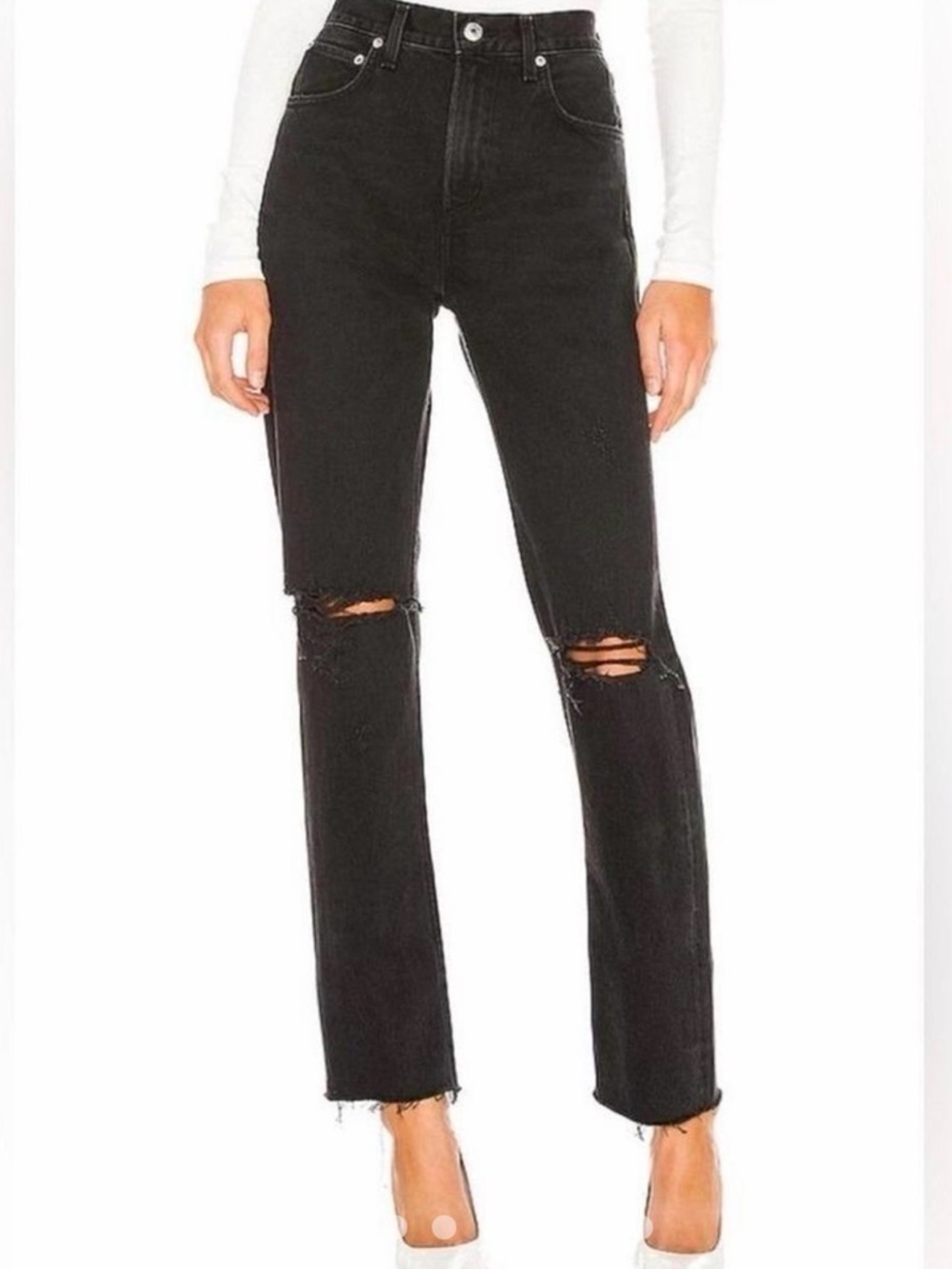 Agolde Black High-Rise Cherie Straight Jeans